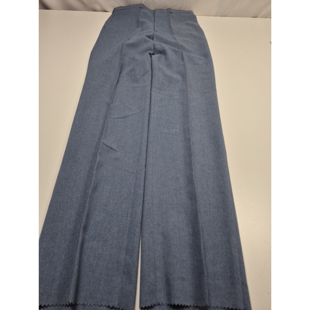 Racquet Club Dress Pants Mens 32x36 Blue Poly Wool Flat Front Unhemmed NWT
